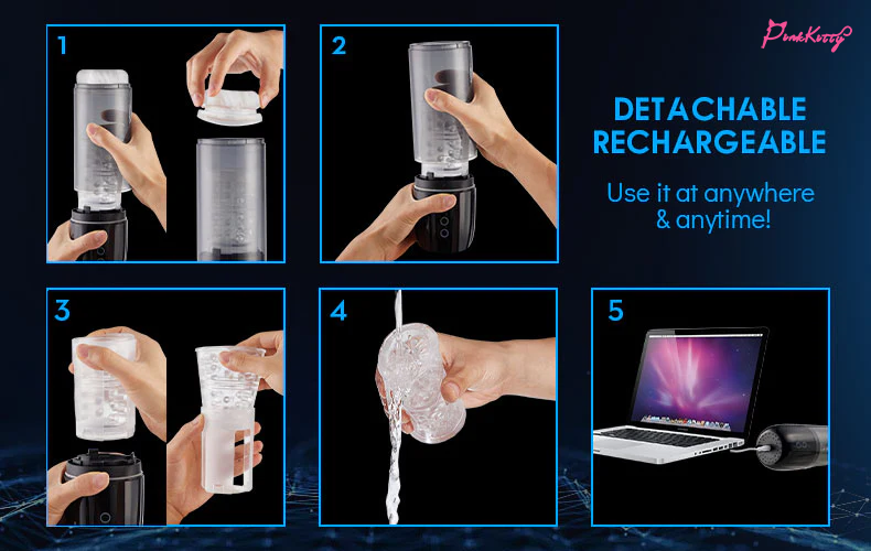 hieha male masturbation cup hand free thrusting automatic retractable stroker
