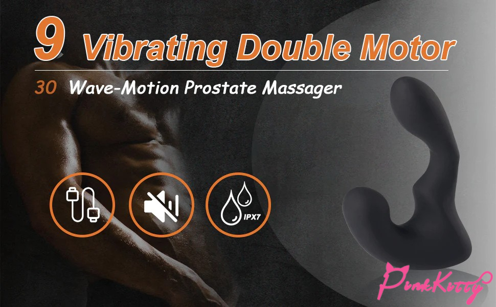 30° wave-motion double motor medical silicone + abs prostate massager