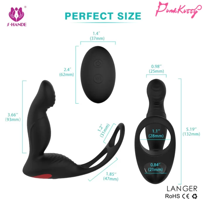 remote control male prostate vibe anal plug with penis